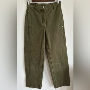 Aritzia Wilfred Free Olive Green Cotton Straight Leg Jeans Size 0